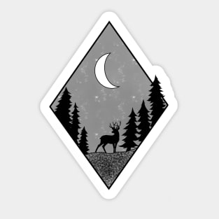 Moonlit Forest with Deer Sticker